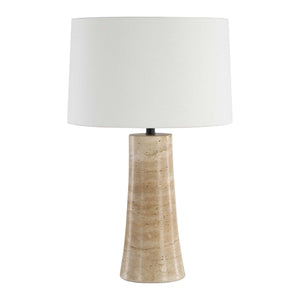 Uttermost Delmani Travertine Base Linen Shade Lamp for Patios and Living Rooms