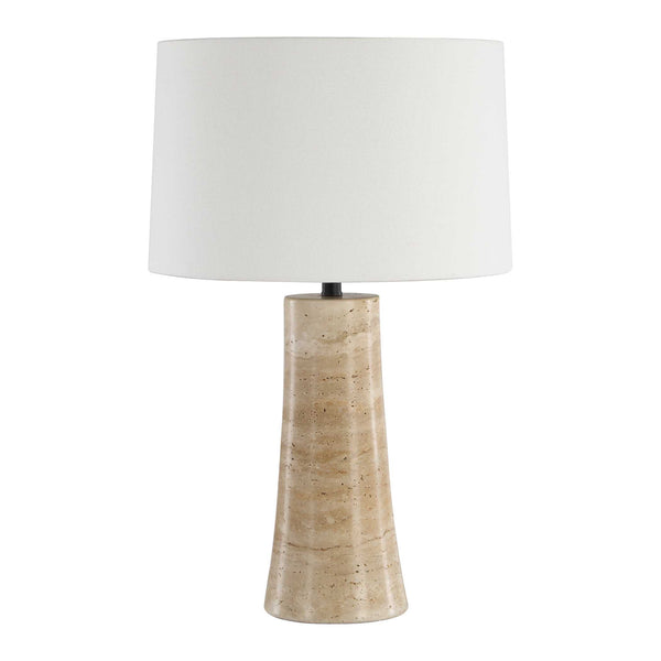 Uttermost Delmani Travertine Base Linen Shade Lamp for Patios and Living Rooms