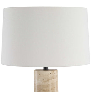 Uttermost Delmani Travertine Base Linen Shade Lamp for Patios and Living Rooms