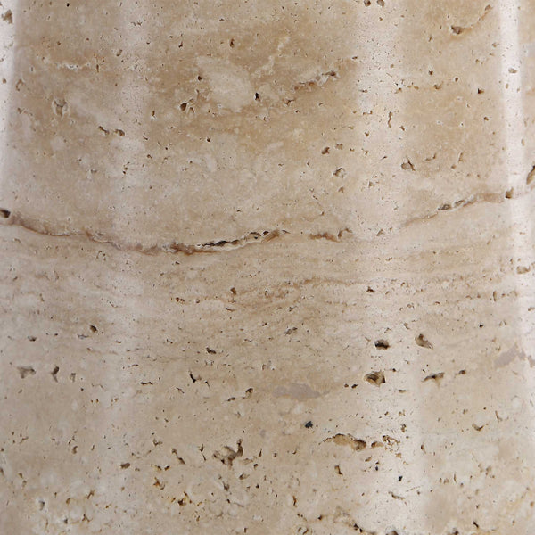 Uttermost Delmani Travertine Base Linen Shade Lamp for Patios and Living Rooms