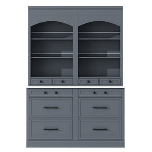 English Elm Modern 83.7in Tall Kitchen Pantry Set of 2 with Faux Marble Countertops, Durable Storage and Anti-Tip Safety Gray SP000075AAE
