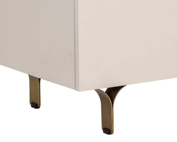 Sunpan Celine Nightstand - Elegant Two-Drawer Design with Antique Brass Feet for a Luxe Bedroom Retreat Large - 30W x 17.75D x 23H