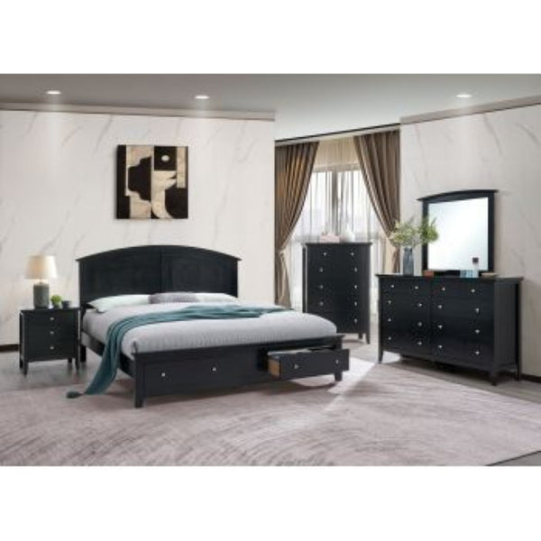 English Elm Hammond King Storage Bed with Panel Headboard Farmhouse Platform Frame Two Drawers Black B078S00681