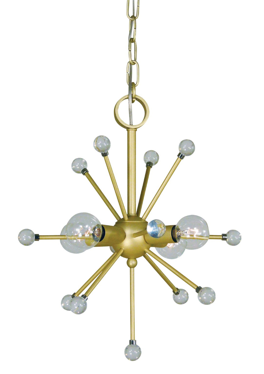 Framburg 4-light Mid-century Supernova Chandelier - Energize Your Space With Modern Elegance Made In The Usa Satin Brass Metal 3084 Sb