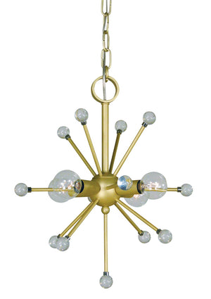 Framburg 4-light Mid-century Supernova Chandelier - Energize Your Space With Modern Elegance Made In The Usa Satin Brass Metal 3084 Sb