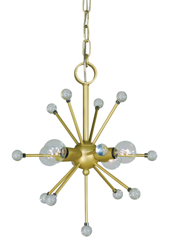 Framburg 4-light Mid-century Supernova Chandelier - Energize Your Space With Modern Elegance Made In The Usa Satin Brass Metal 3084 Sb