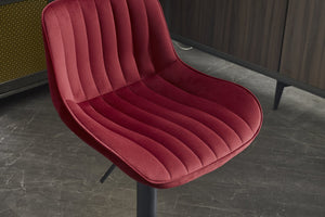 English Elm Chrome Velvet Swivel Bar Stool Set of 2 — Height Adjustable, 360° Rotating Footrest, Red Upholstery W1249P253969