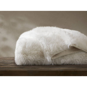 English Elm 1-piece Oversized Faux Fur Throw Bobcat Print Plush Velvet Backed Cozy Sofa Blanket White B035P408337