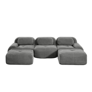 English Elm U-shaped Modular Sectional Corduroy Sofa with Wide Armrests for Living Room Comfort Grey W714S01268