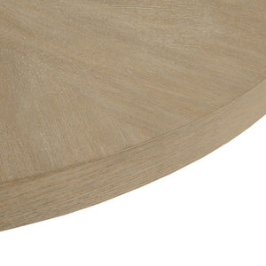 JLA Home Martha Stewart - Round reclaimed greige wood coffee table with starburst veneer top, modern minimalist centerpiece MT120-0180