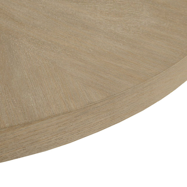 JLA Home Martha Stewart - Round reclaimed greige wood coffee table with starburst veneer top, modern minimalist centerpiece MT120-0180