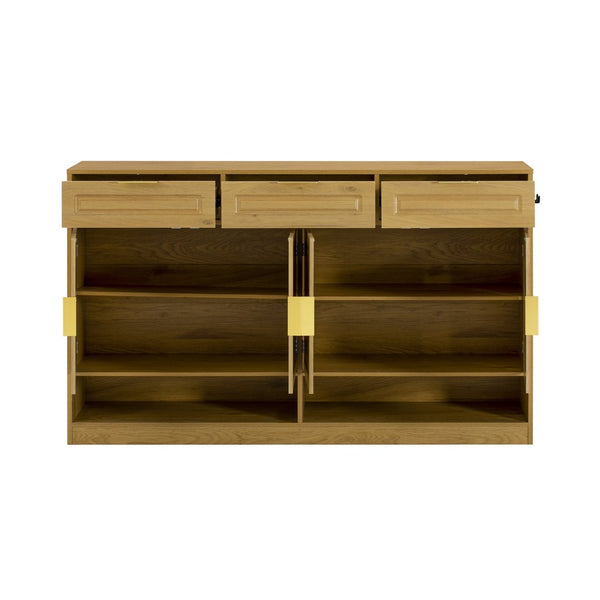 English Elm U-Style Farmhouse Sideboard With 3 Drawers & 4 Doors – Stylish Storage Buffet For Every Room! N711P345213O-GIGA