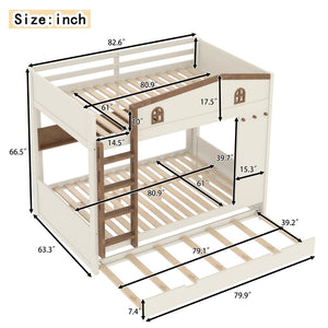 English Elm Twin Xl Solid Pine Loft Bed with Built-in Led Lighting and Storage Shelves W1580S00392
