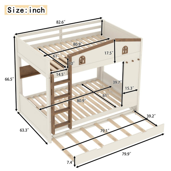 English Elm Twin Xl Solid Pine Loft Bed with Built-in Led Lighting and Storage Shelves W1580S00392