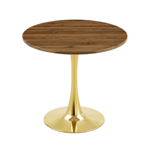 English Elm Round Faux Marble Tulip Pedestal Dining Table Mid Century Modern for Small Bistro Spaces Gold,Walnut W2920P402830