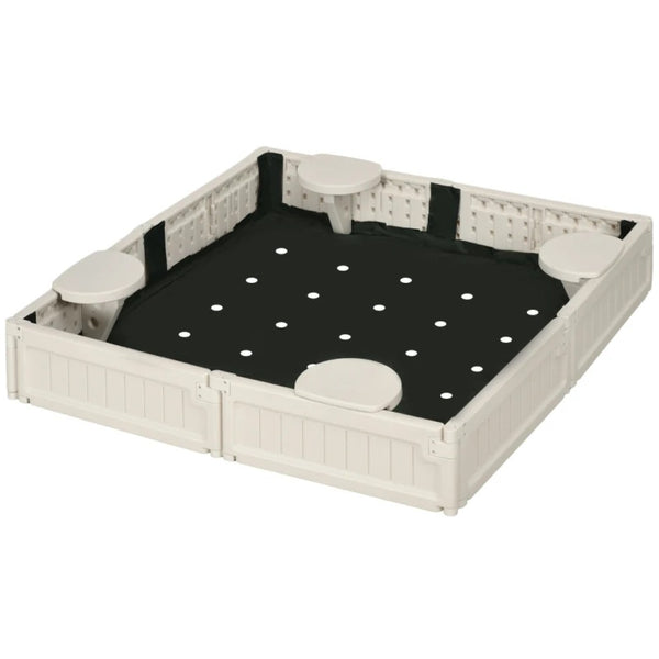 English Elm Easy Assembly Hdpe Kids Outdoor Sandbox with Four Corner Seats and Waterproof Cover T3971P438808