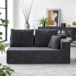 English Elm Sofa Modular Cloud Sectional Overstuffed Corduroy Lounging Comfort for Modern Living Rooms Gray W848P309955