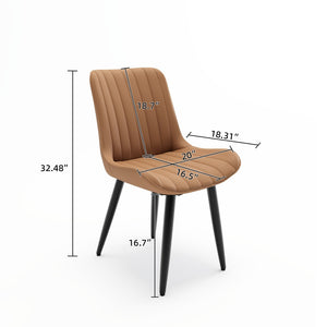 English Elm Set of 2 Armless Pu Leather Dining Chairs Cushioned Seat Brushed Metal Legs Modern Brown W3316P426936