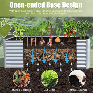 English Elm 6x3x2ft Galvanized Raised Garden Bed with Rust-Resistant Steel, Open Base, Support Rods & Safe Edges Silver W1859P197915