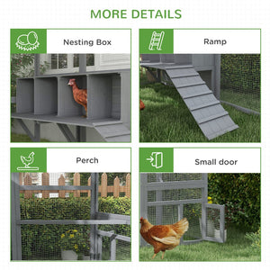 English Elm Wooden Fir Catio Outdoor Cat Enclosure with Uv Cover Platforms and Climbing Ladders T3971S00076