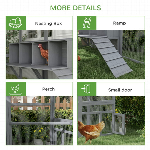 English Elm Wooden Fir Catio Outdoor Cat Enclosure with Uv Cover Platforms and Climbing Ladders T3971S00076