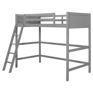 English Elm Loft Bed with Built-in Slide Solid Pine Twin Frame for Kids Bedroom Play Gray N708P360090E
