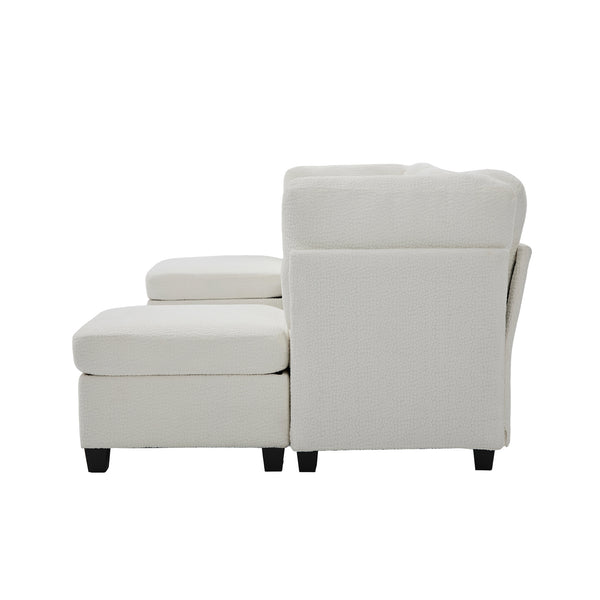 English Elm UNITED Modular 6-Seat Sectional Sofa with Removable Ottoman, Storage Compartments, Convertible Comfort Beige W1568S00242