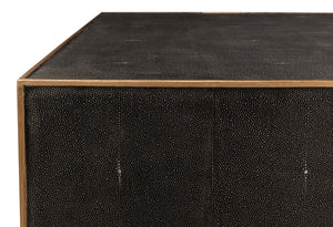 Sarreid Midnight Coffee Table - Elegant Antique Gray Wood With Luxurious Gold Leather Trim For Modern Homes Grey  30877