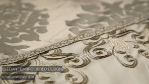 English Elm Hillcrest 9-Piece Elegant Comforter Set - Luxurious Ivory Damask Jacquard For Timeless Style B340P341930