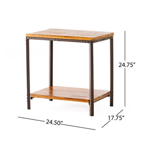 English Elm Christopher Knight Home® - End Table - Rustic Brown Design With Sturdy Iron Legs, Ideal For Living Room Or Kitchen Use! N771P271391W
