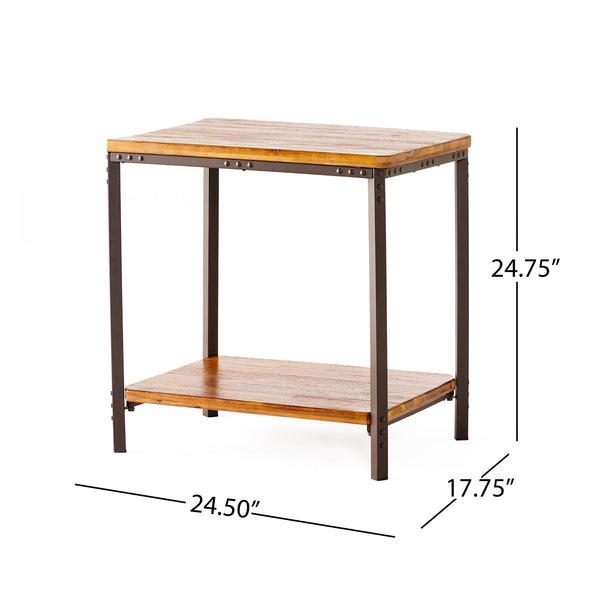 English Elm Christopher Knight Home® - End Table - Rustic Brown Design With Sturdy Iron Legs, Ideal For Living Room Or Kitchen Use! N771P271391W