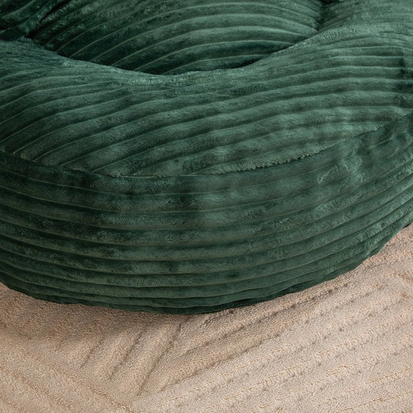 English Elm Bean Bag Sofa Oversized Corduroy Floor Lounge Chair with Armrests Pillows Foam Fill Emerald W395P426813