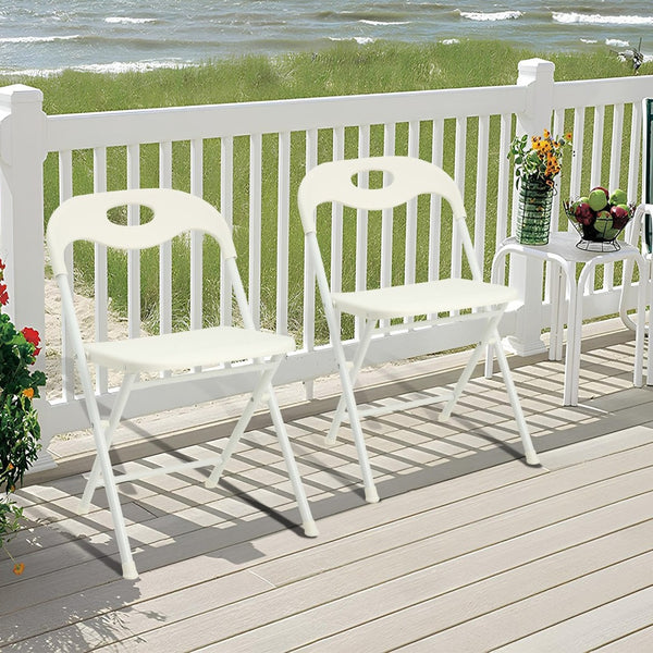 English Elm 4-pack Powder-coated Steel Folding Chairs Faux Leather Seat Stackable Indoor Outdoor W2071P368564