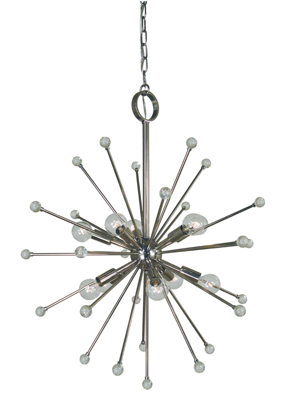 Framburg 10-light Supernova Chandelier - Energize Your Space With Mid-century Modern Style, Made In Usa Polished Nickel Metal 3088 Pn