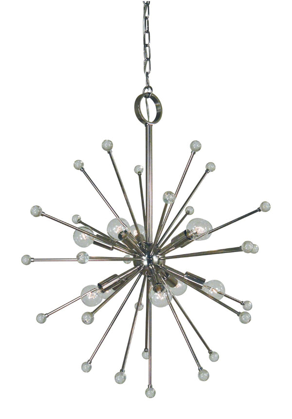 Framburg 10-light Supernova Chandelier - Energize Your Space With Mid-century Modern Style, Made In Usa Polished Nickel Metal 3088 Pn