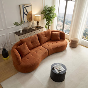 English Elm Wks7c Curved Modular Sofa Solid Wood Frame Fabric Upholstery Seats 4 Living Room Orange W2085S00060