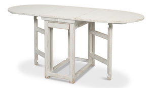Sarreid Charlie's Wooden Dropleaf Table - Elegant Whitewash Finish, Space-saving Design For Stylish Living White  30884