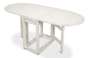 Sarreid Charlie's Wooden Dropleaf Table - Elegant Whitewash Finish, Space-saving Design For Stylish Living White  30884