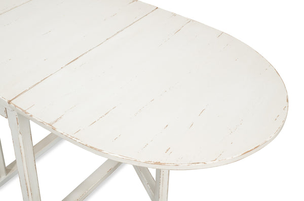 Sarreid Charlie's Wooden Dropleaf Table - Elegant Whitewash Finish, Space-saving Design For Stylish Living White  30884