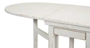 Sarreid Charlie's Wooden Dropleaf Table - Elegant Whitewash Finish, Space-saving Design For Stylish Living White  30884