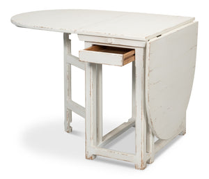Sarreid Charlie's Wooden Dropleaf Table - Elegant Whitewash Finish, Space-saving Design For Stylish Living White  30884