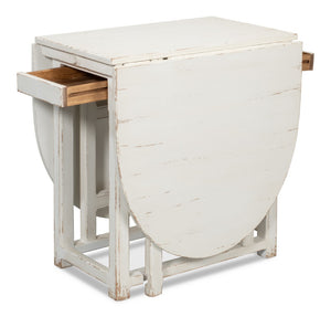 Sarreid Charlie's Wooden Dropleaf Table - Elegant Whitewash Finish, Space-saving Design For Stylish Living White  30884