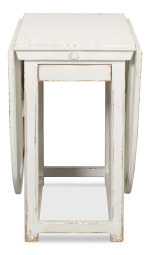 Sarreid Charlie's Wooden Dropleaf Table - Elegant Whitewash Finish, Space-saving Design For Stylish Living White  30884