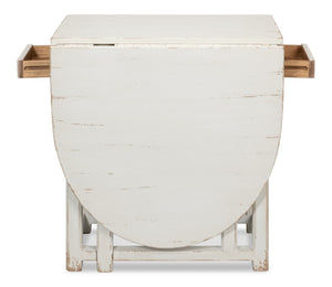 Sarreid Charlie's Wooden Dropleaf Table - Elegant Whitewash Finish, Space-saving Design For Stylish Living White  30884