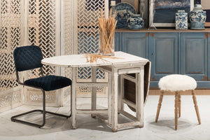 Sarreid Charlie's Wooden Dropleaf Table - Elegant Whitewash Finish, Space-saving Design For Stylish Living White  30884