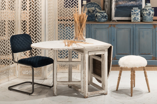 Sarreid Charlie's Wooden Dropleaf Table - Elegant Whitewash Finish, Space-saving Design For Stylish Living White  30884