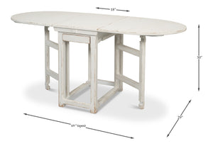 Sarreid Charlie's Wooden Dropleaf Table - Elegant Whitewash Finish, Space-saving Design For Stylish Living White  30884