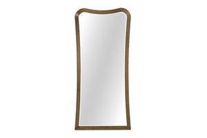 English Elm Floor Light Brown Eucalyptus Wood Floor Mirror — Full-Length Curved Frame, Lean or Wall-Mount Elegance and Warmth B2699P395411
