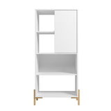 Manhattan Comfort Bowery Mid-Century Modern Bookcase White and Oak 308AMC157