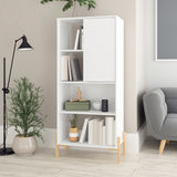 Manhattan Comfort Bowery Mid-Century Modern Bookcase White and Oak 308AMC157